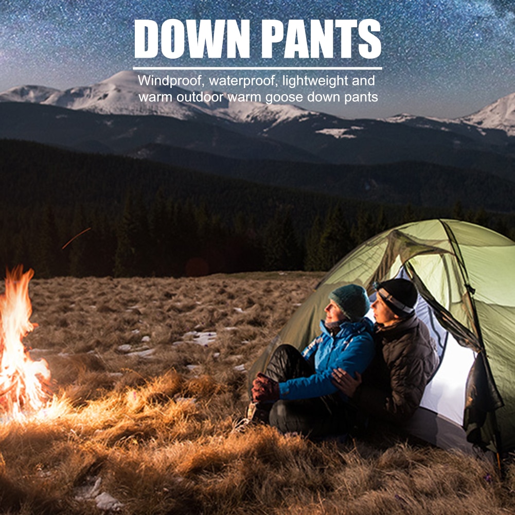 Plus Size Thickened Camp Down Pants Trousers Men Skiing Climbing Warm Slim for Family Outdoor Camping Accessories